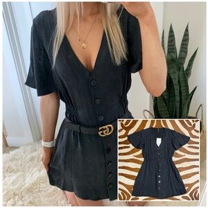 ZARA Buttoned Flutter Sleeve Mini Dress NWT